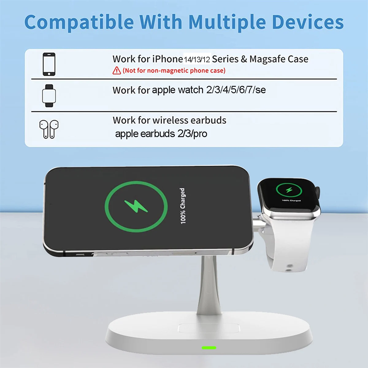 3 in 1 Wireless Charger Stand Magnetic For iPhone 12 13 14 15 16 Fast Charging Station for Apple Watch 9 8 7 6 5 Airpods 2 3 Pro