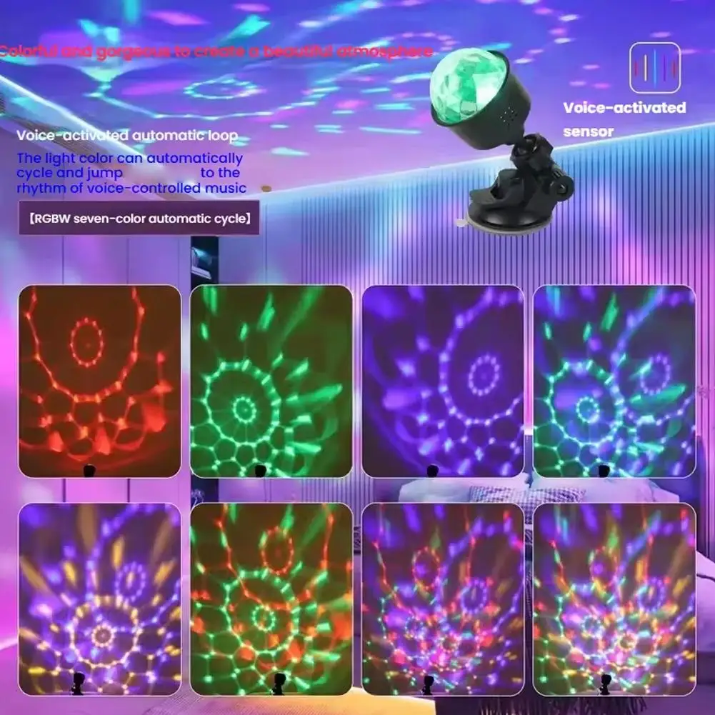 Mini LED Stage Disco Light USB Powered Projector Light RGB Night Light Auto Rotate for Car KTV Lamp Christmas Party Decoration