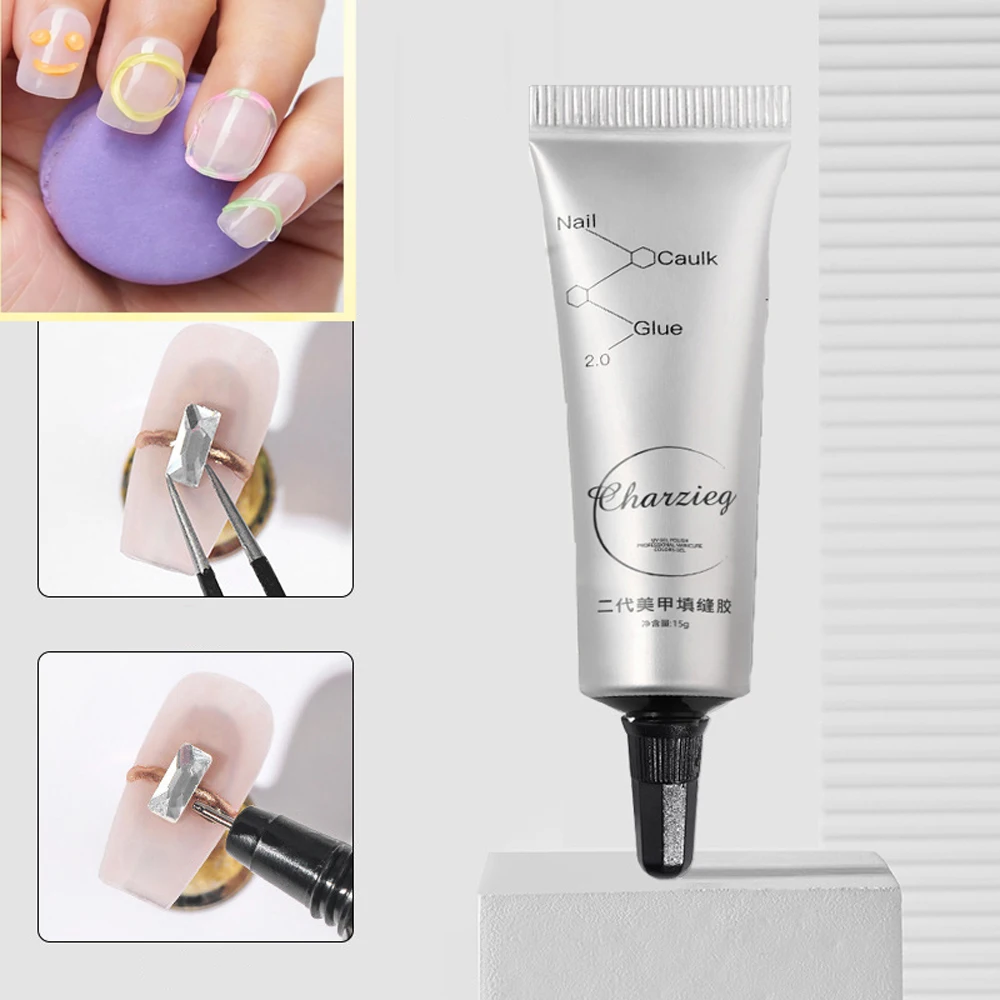 15g Nail Art Rhinestone Glue Gel For Sticky Rhinestones Diamond False Nails Super Adhesive Gems Jewelry Decor UV Nail Polish Gel