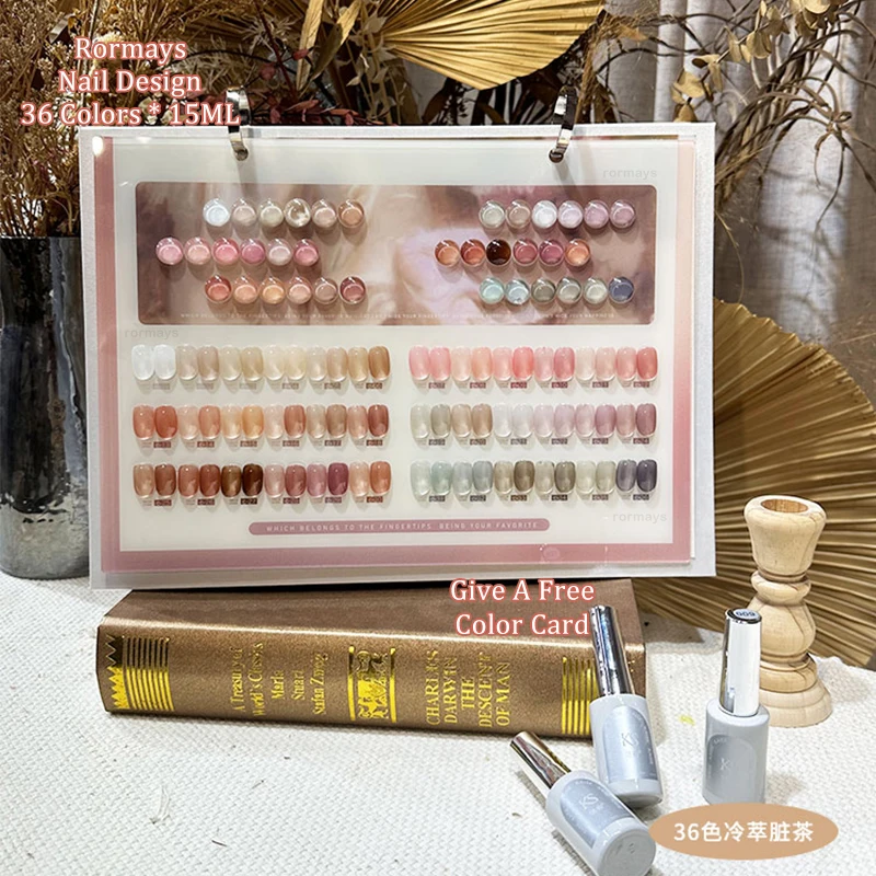 Rormays Ice Penetrating Skin Nude Color gel Polishing 36 Color Pink Jade Color UV LED Soaking Translucent Nail Art Gift Card