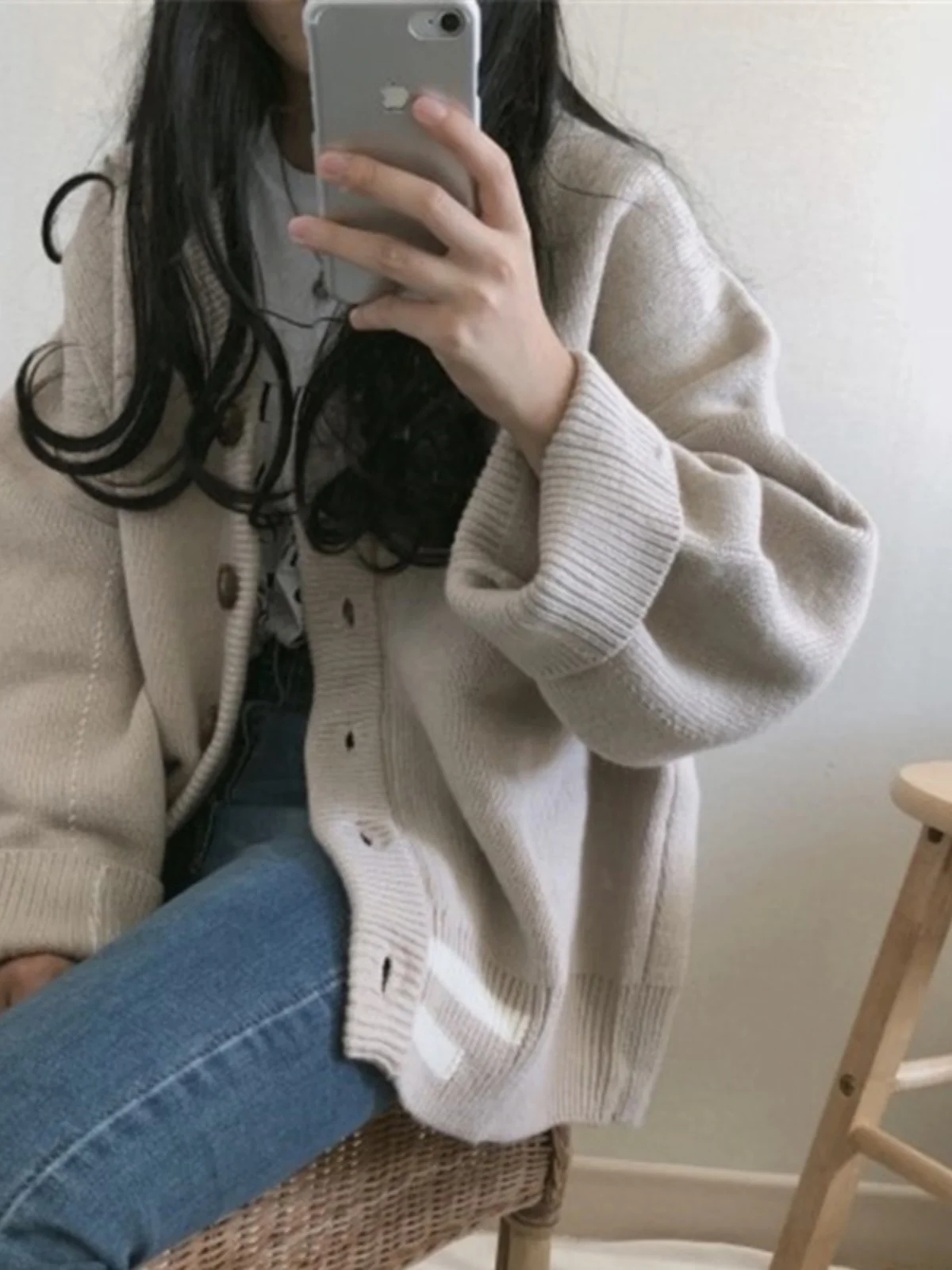 Korean Sle Warm Thiened Knitted Sweater Cardigan Women's Lazy Sle Long Sve Casual Outerwear Autumn Winter Loose Fit