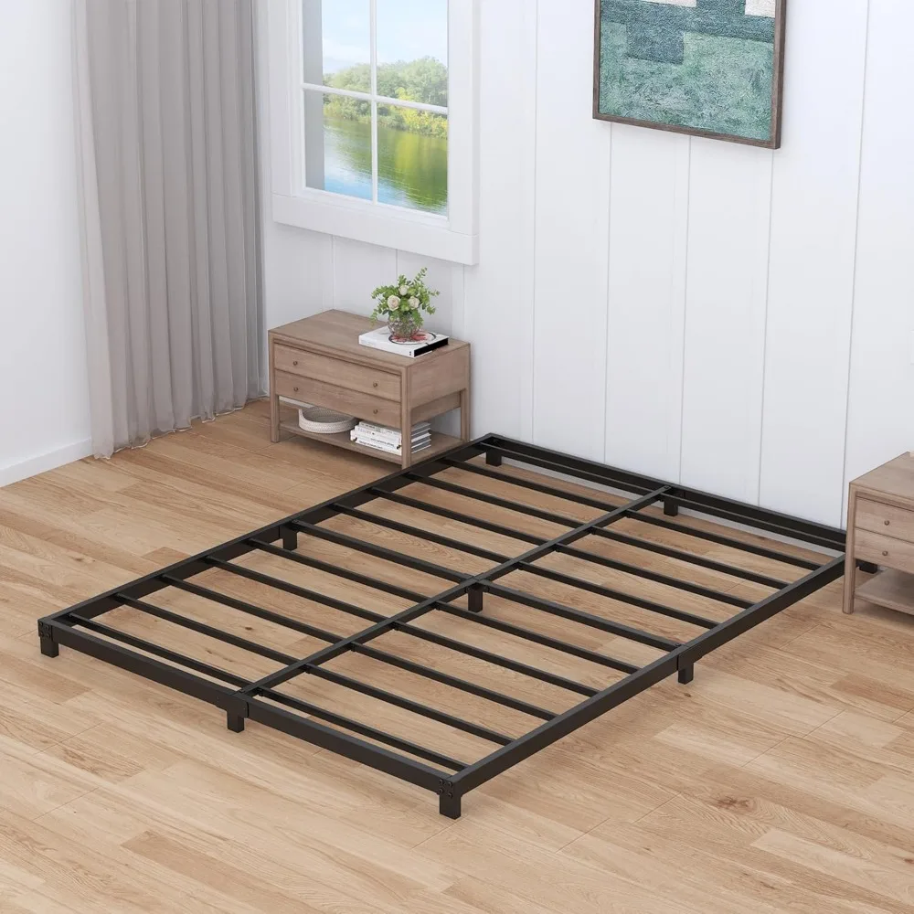 

3 Inch Bed Frame Queen Size Low Profile, Queen Bed Frame No Box Spring Needed, Heavy Duty Metal, Easy Assembly, Black