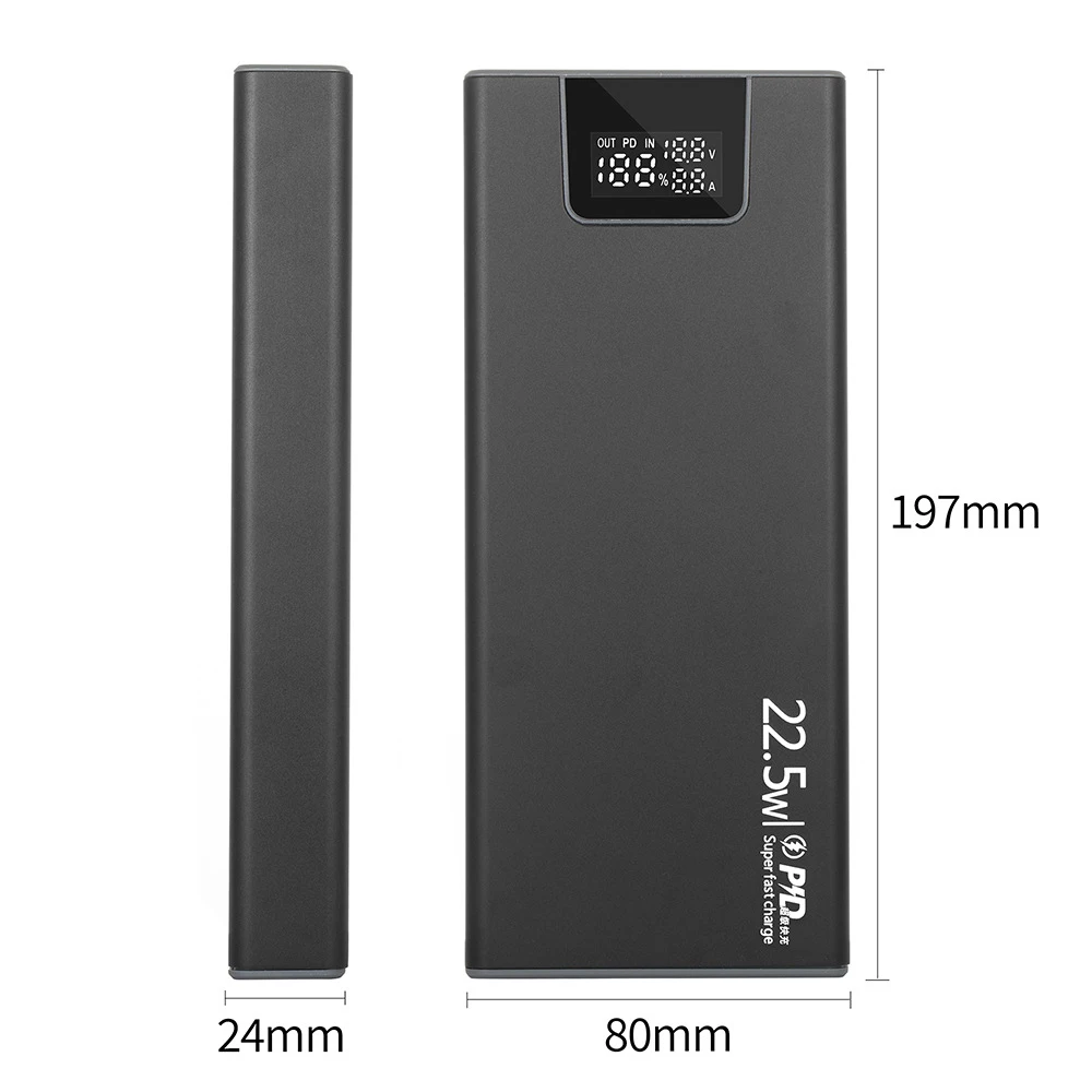 Welding-free Aluminum Alloy Power Bank Shell 8-section Detachable Digital Display Fast Charging 18650 Battery Box