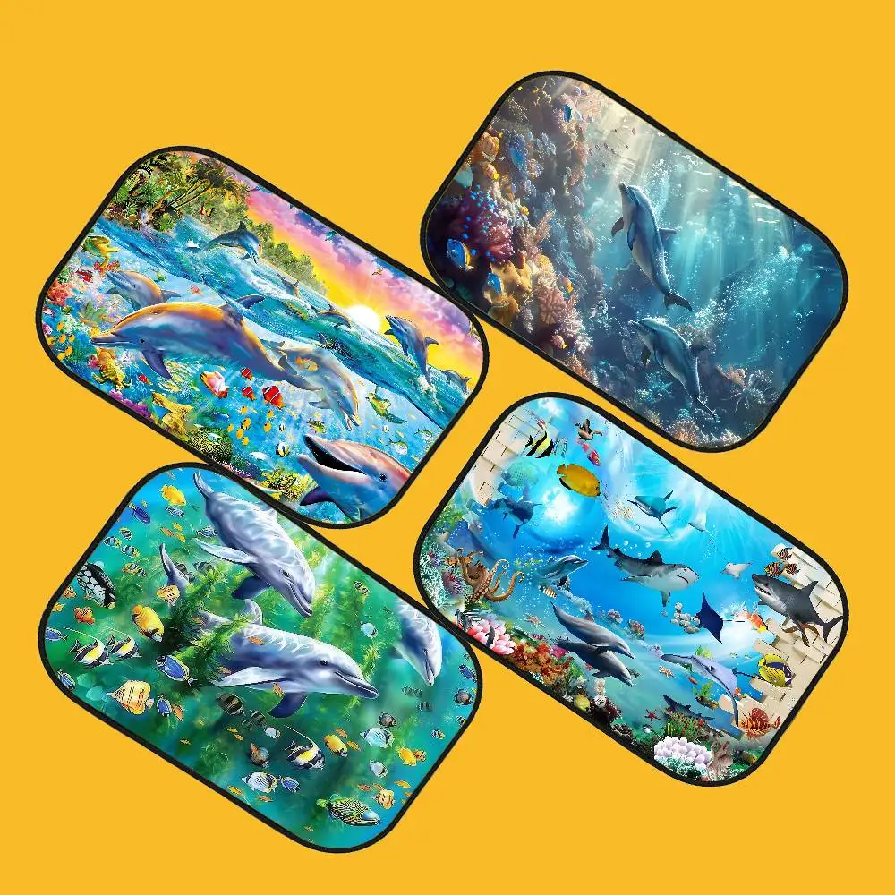 

3D Ocean World Shark Dolphin Car Window Shading Sun Protection Heat Insulation Sunshade Adsorption ASunshade Side Shield