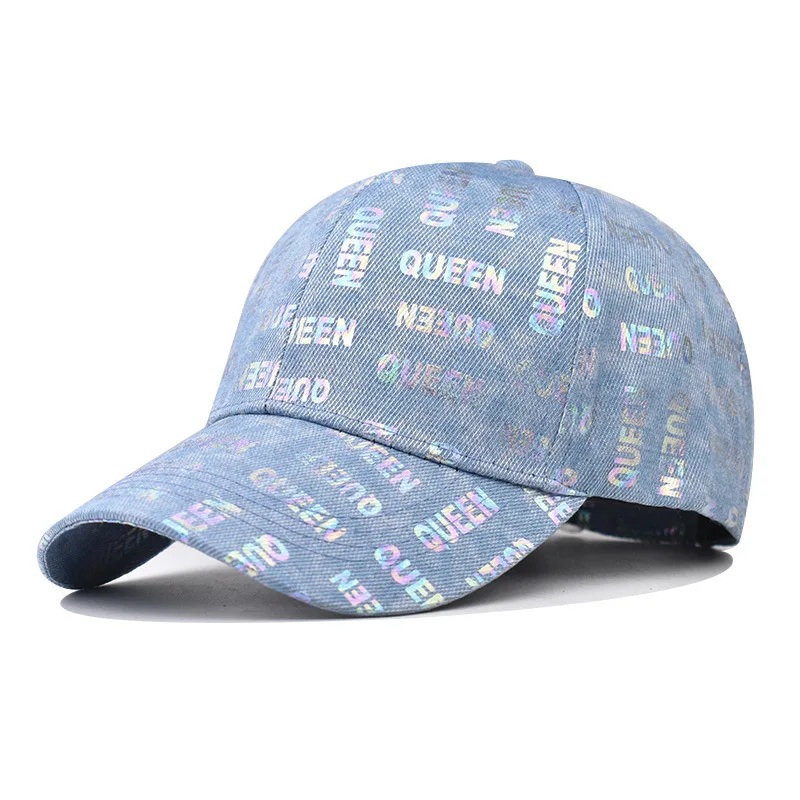 

Pure Cotton QUEEN Baseball Cap Outdoor Versatile Personalized Denim Trucker Cap
