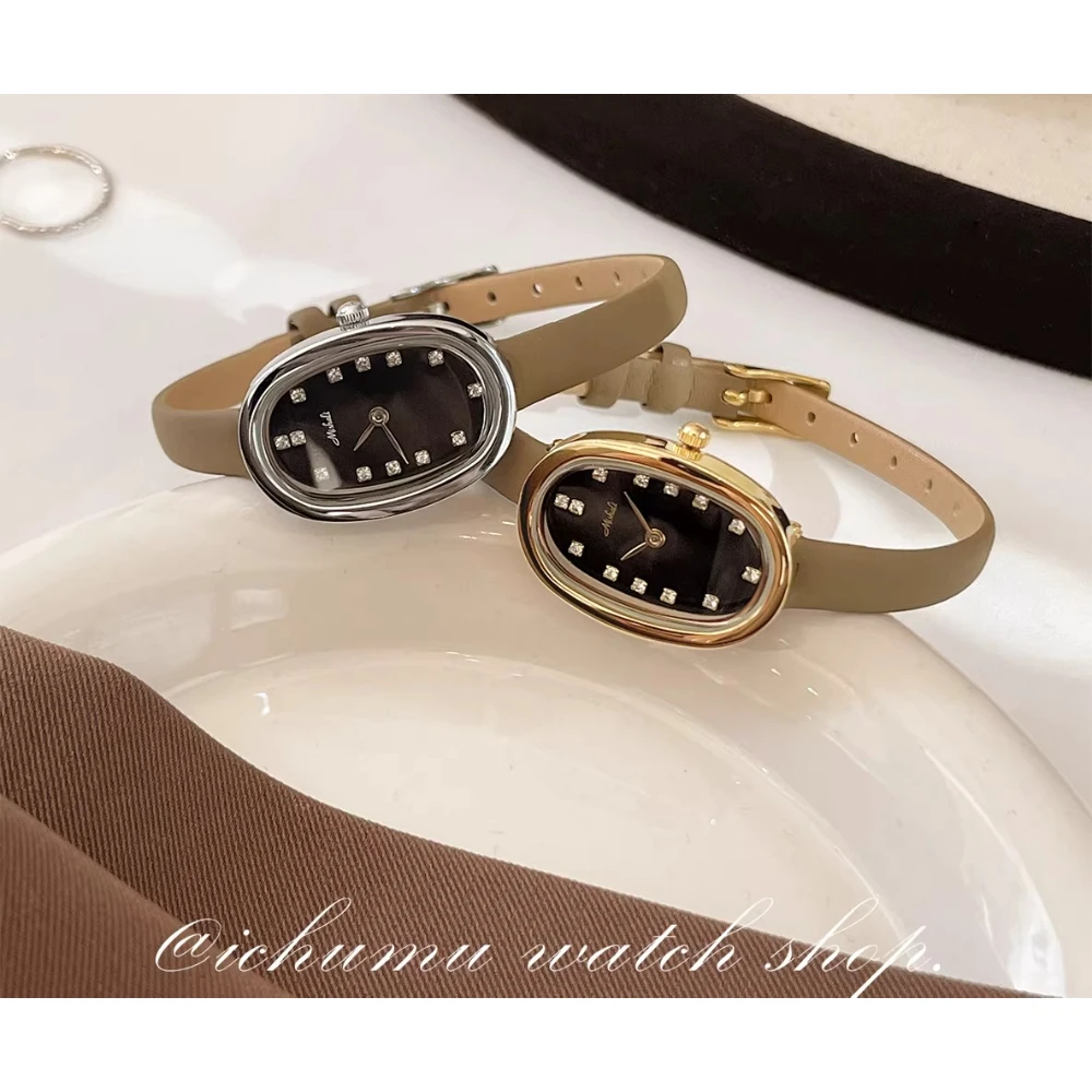 2026 Simple Niche Ladies Watch Oval Dial Waterproof Fine Leather Women Quartz Watch Cadeau Femmes