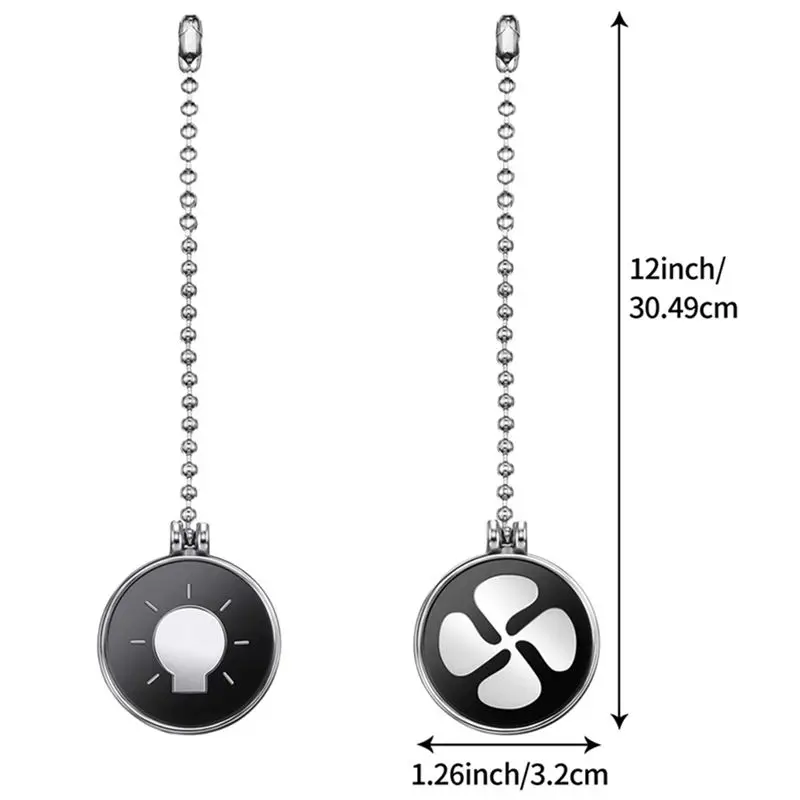 AT02-Ceiling Fan Pull Chain Set, 12Pcs Light Bulb And Fan Pattern Pull Chain Ceiling Fan Chain Extender With Ball Fan Chain