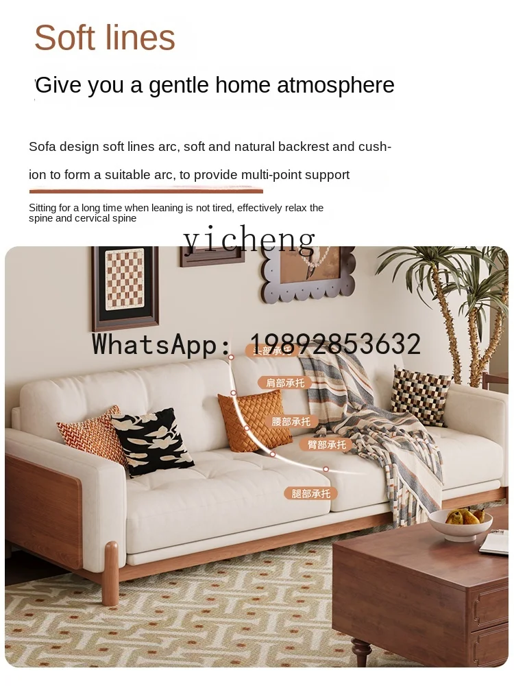 

White Wax Wood Sofa Small Apartment Solid Wood Simplicity Modern Living Room Log Corduroy Sofa