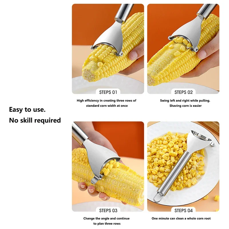 Stainless Steel Corn Planer Ergonomic Handle Corn Peeler Peel, Separate & Enjoy Fresh Corn with Minimal Effort