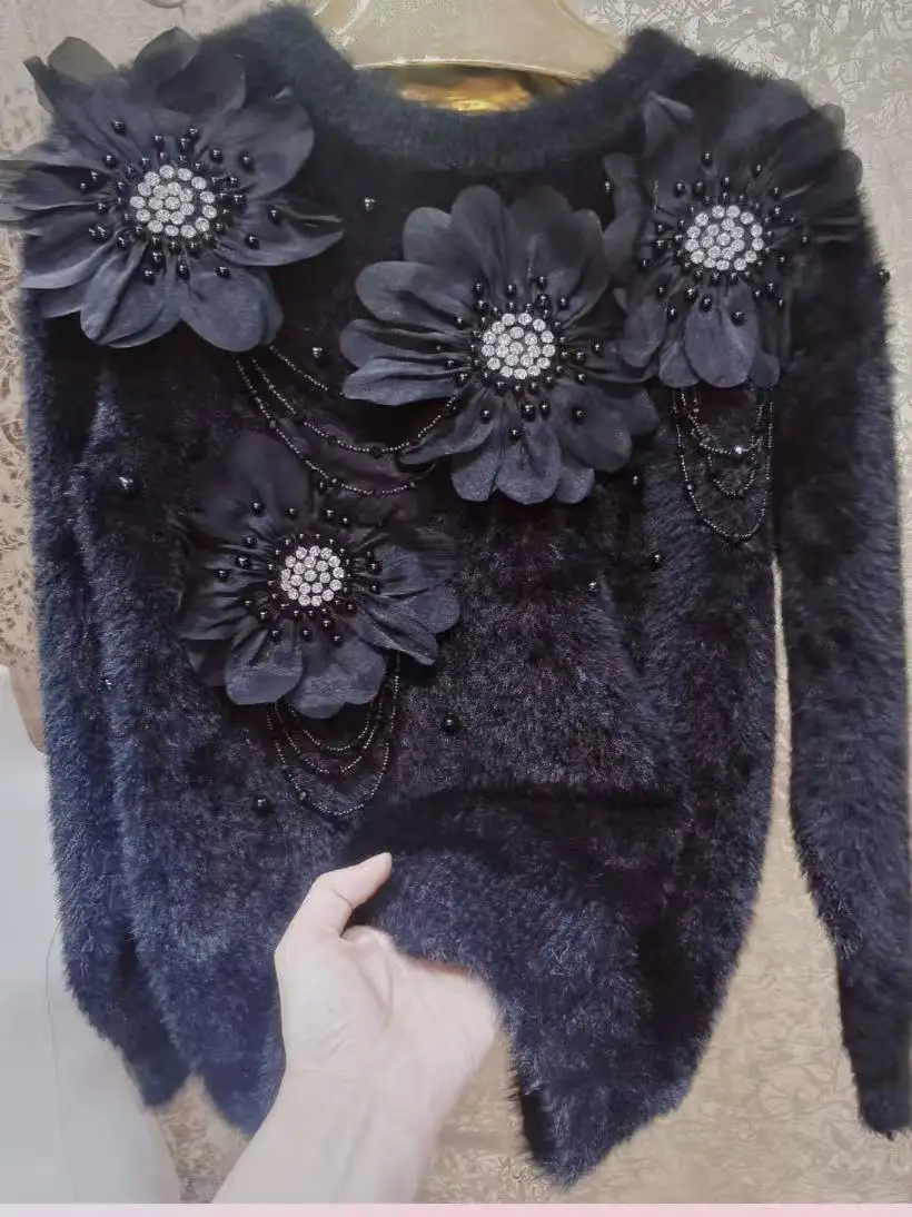 Ropa de mujer, prendas de punto, suéteres gruesos y cálidos de piel sintética, suéter para mujer, tendencia Otoño Invierno 2025, jerséis de punto, tiradores para mujer