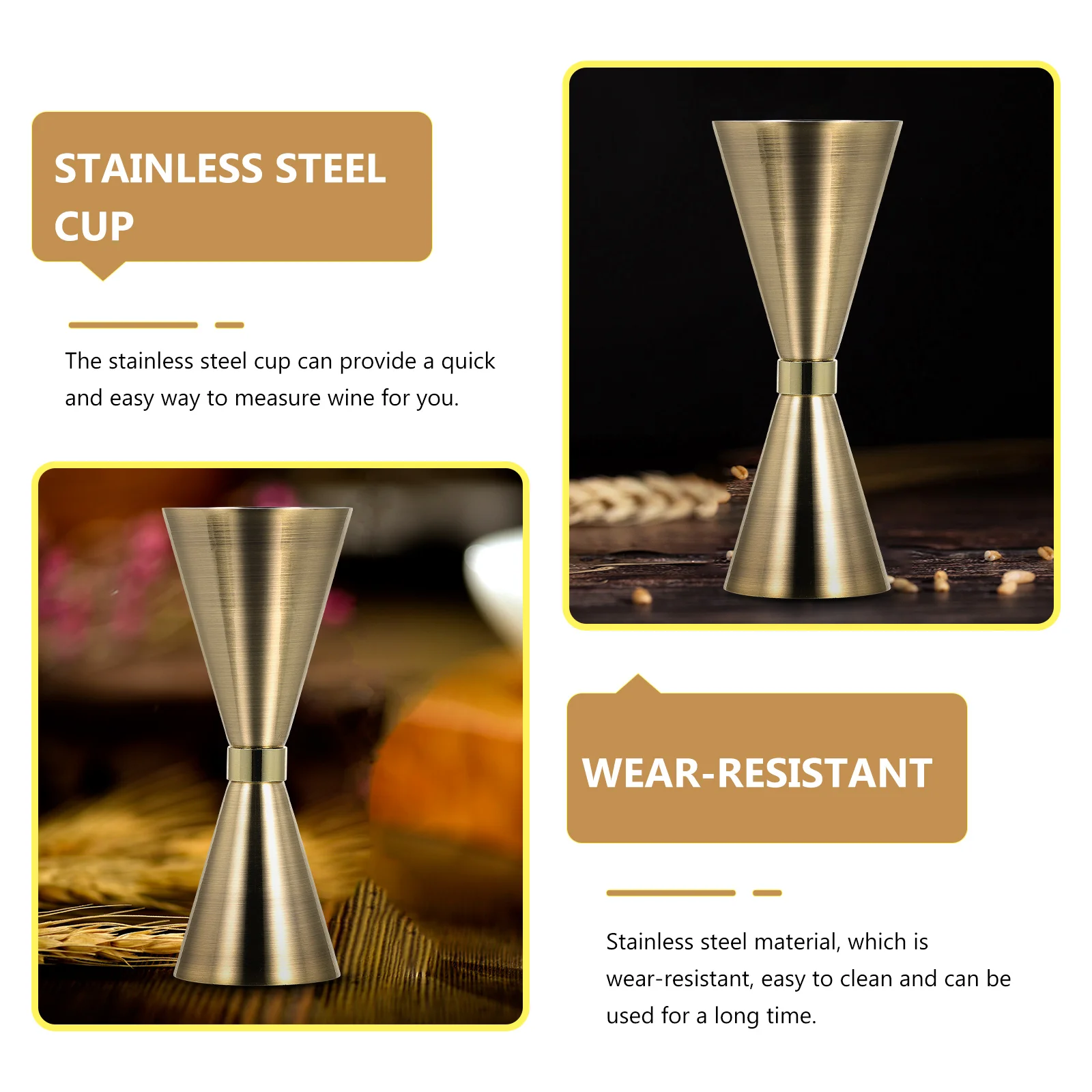 

Stainless Steel Measurer Cup Drinks Measures for Spirits Bartending Measuring