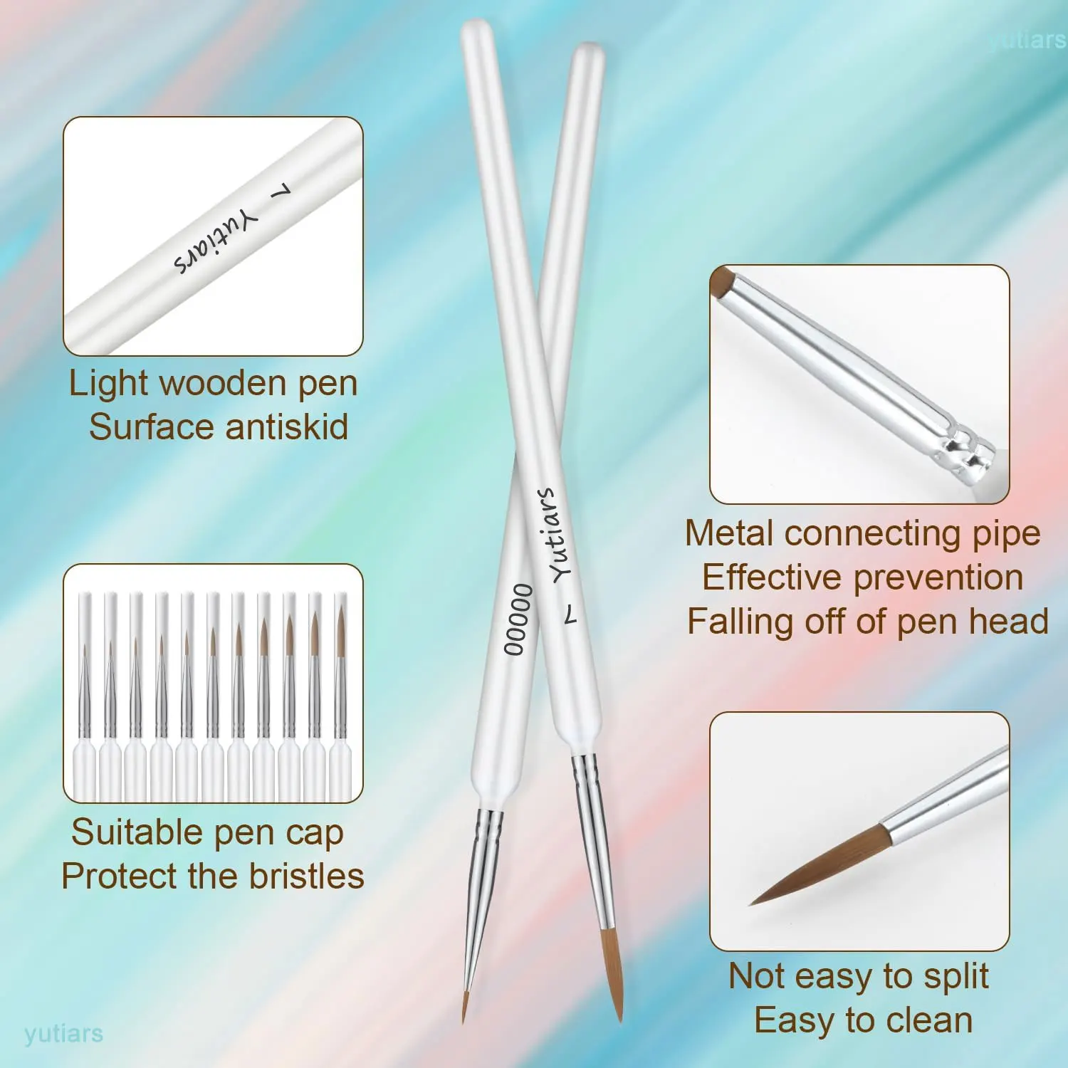 11pcs Miniature Paint Brushes Art Painting Brushes Weasel Hair Paint Brush Gouache Watercolor Oil Paints Artists Hand Painted