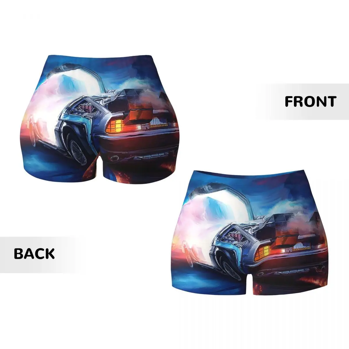 Personalizado de volta para o futuro delorean time machine yoga shorts feminino ginásio treino correndo atlético vôlei biker shorts