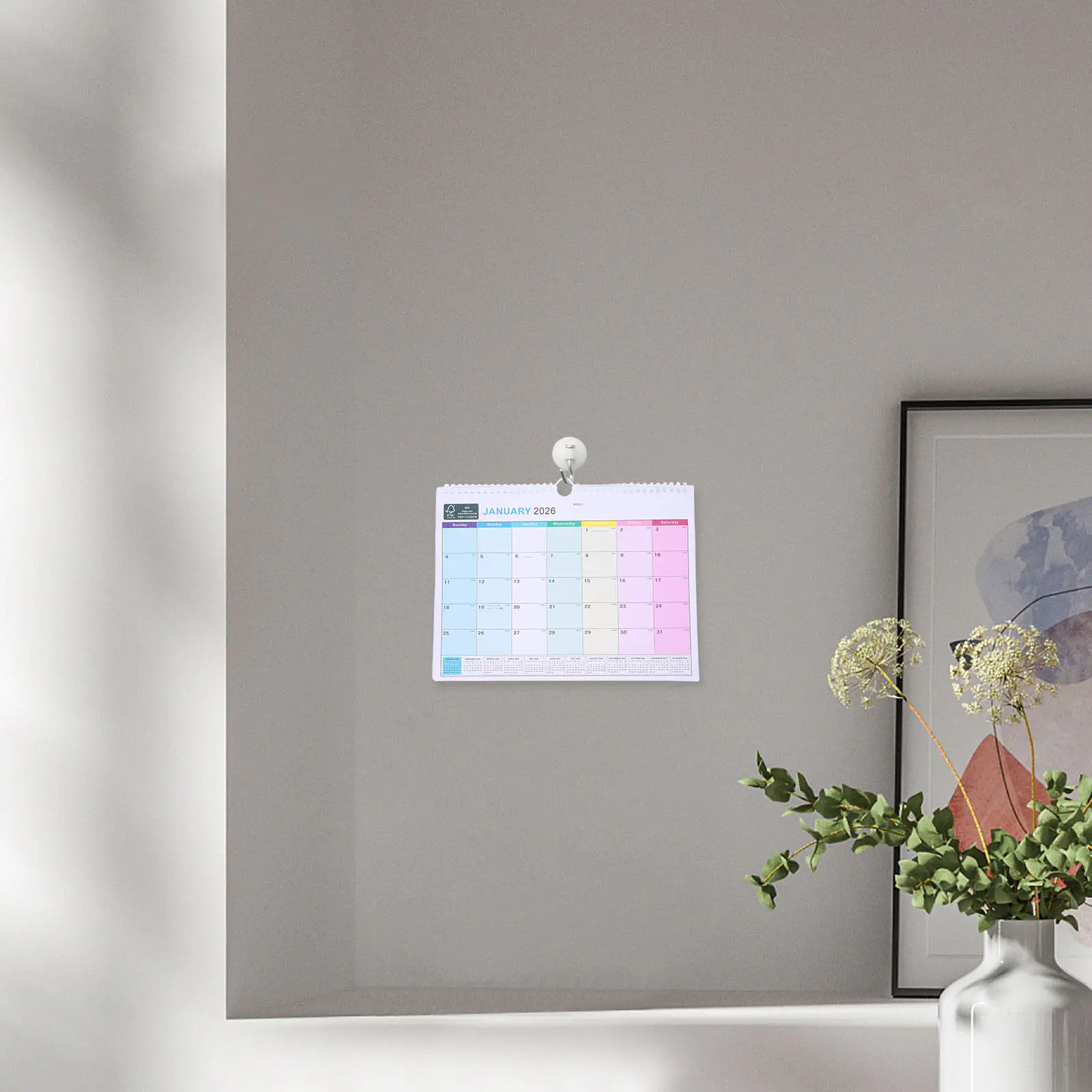 

Настенный спиральный календарь-планировщик на 18 месяцев (январь 2026 г. – июнь 2027 г.), большой горизонтальный формат, для ежедневного расписания, для семьи и офиса