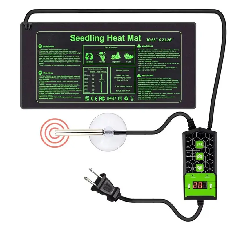 

AEE4-Горялка для рассады 10X20,75 дюймов, регулируемая грелка для рассады с постоянной температурой для выращивания растений
