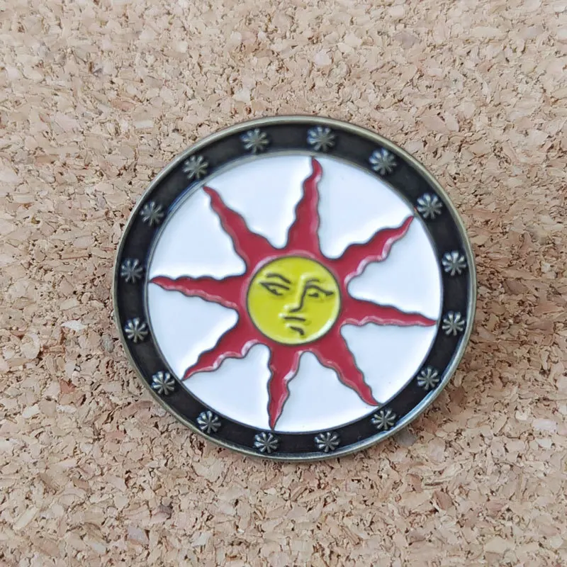 Dark souls of the Sun Shield Enamel Pins Cute Sun Badges Lapel pins Brooches Women Men Jewelry Accessories For Gifts