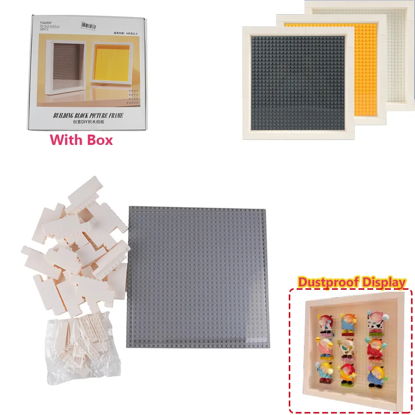 

DIY Figures Display Frame Small Building Block Parts With Clear Film Dustproof Board Showcase Ornament Base Plate MOC Bricks Toy