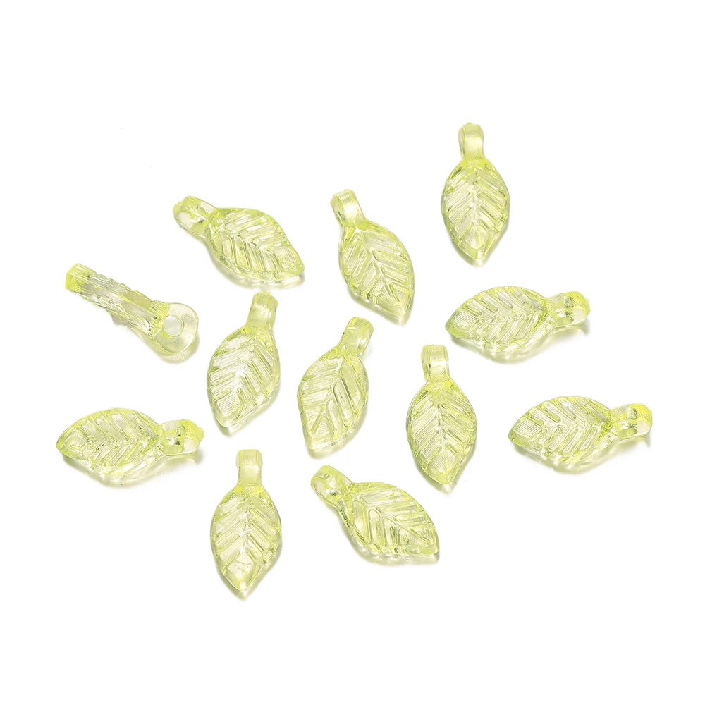 100 Stück Acryl-Charms in Blattform, farbige Blätter, Abstandsperlen für DIY-Halsketten, Armbänder, Bastelarbeiten, Charms, Schmuckherstellungszubehör
