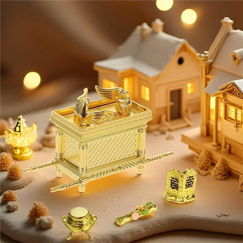 EYFL-Small Ark Of The Covenant Model Replica - Biblical Tabernacle With Aaron's Rod, Manna & Stone Tablets For Collectors