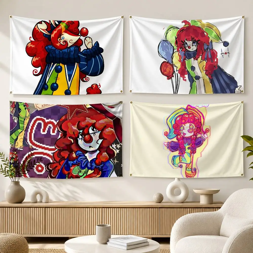 Cartoon Clown M-Moe A ReGect  Flags Wall Hanging Background Art Banner for Bedroom Home Outdoor Decor
