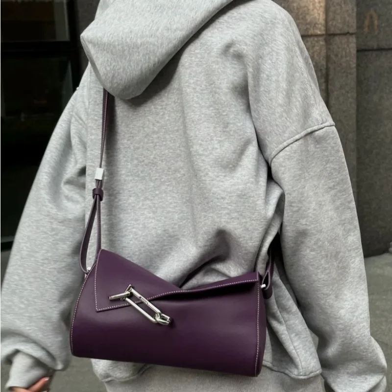 Fashion Exquisite All-match Elegant Cowhide Messenger Bags New Casual Latch Personalized Single-Shoulder Bag Square Crossbody