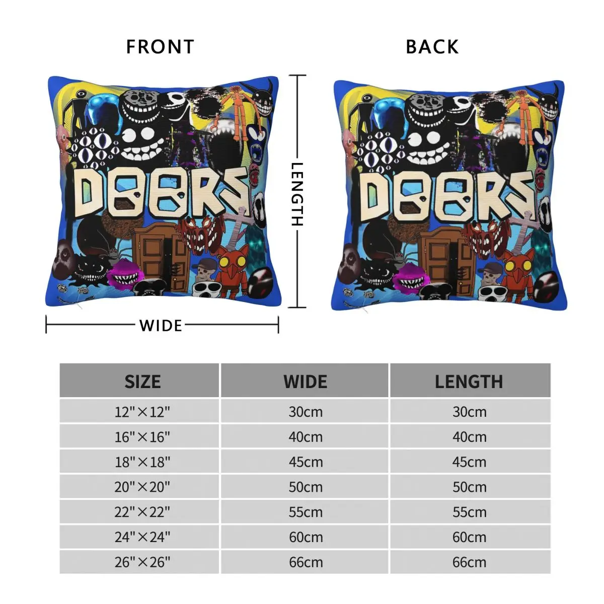 Doors All The Entities New Doors Game Update Square Pillowcase Pillow Cover Cushion Comfort Throw Pillow for Home Living Room