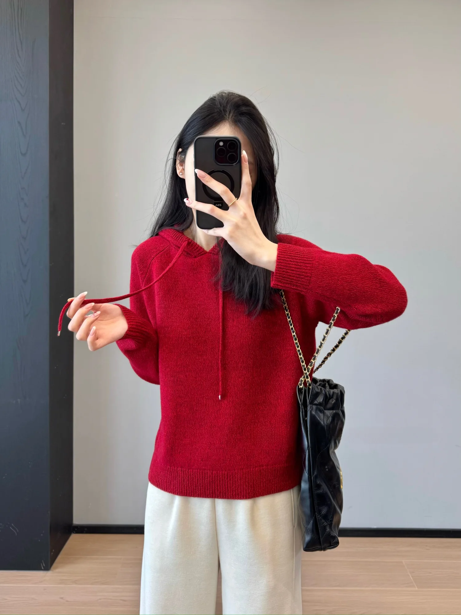 

Весна 2026: Женский вязаный шерстяной свитер с капюшоном, повседневный, приталенный, с цветочным узором, мягкий, с длинными рукавами