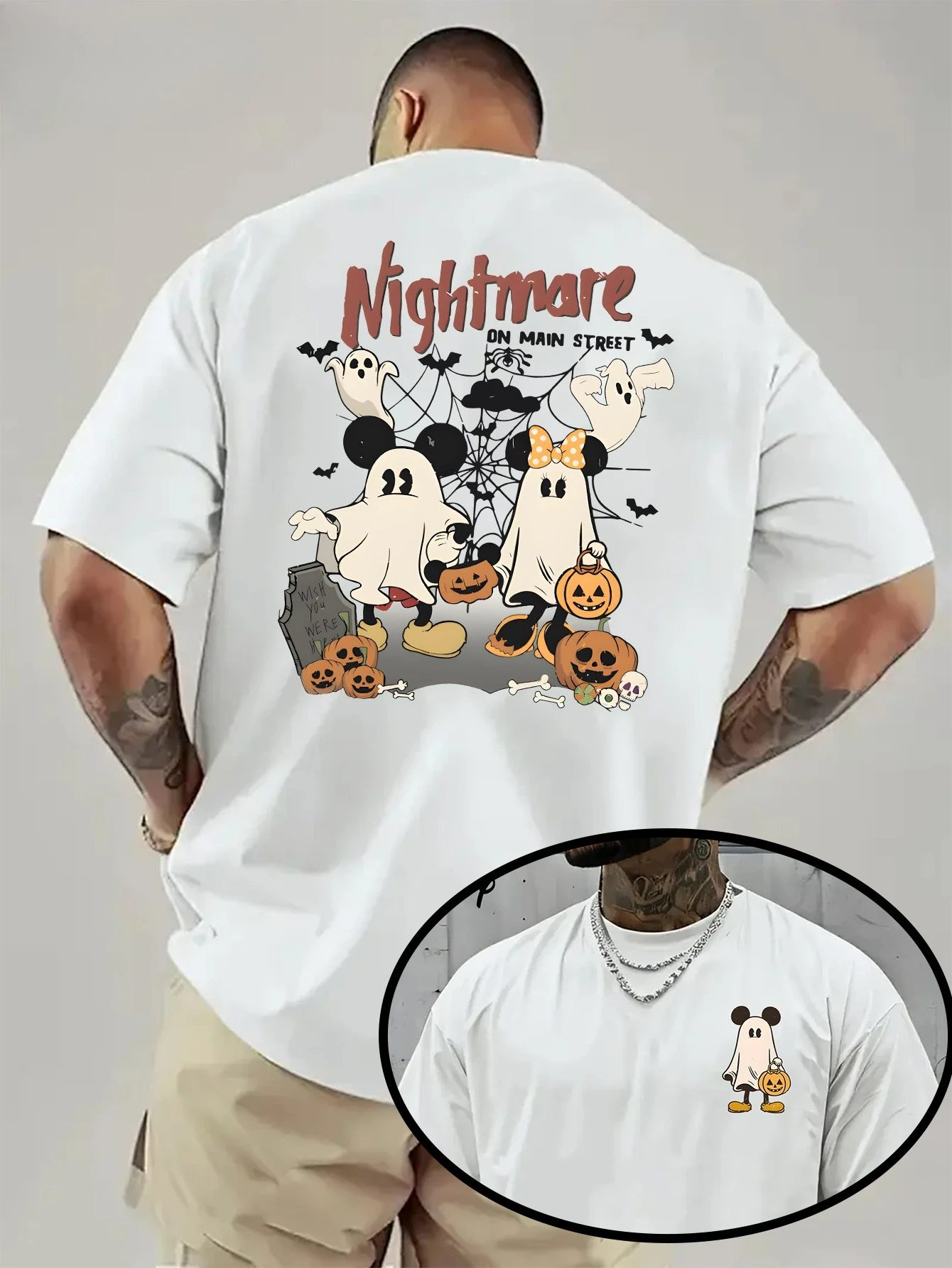 

Disney Halloween Mickey Mouse Print Get Weird T-Shirt for Daily Casual and Themed Events Wear Unisex Cotton Short Sleeves