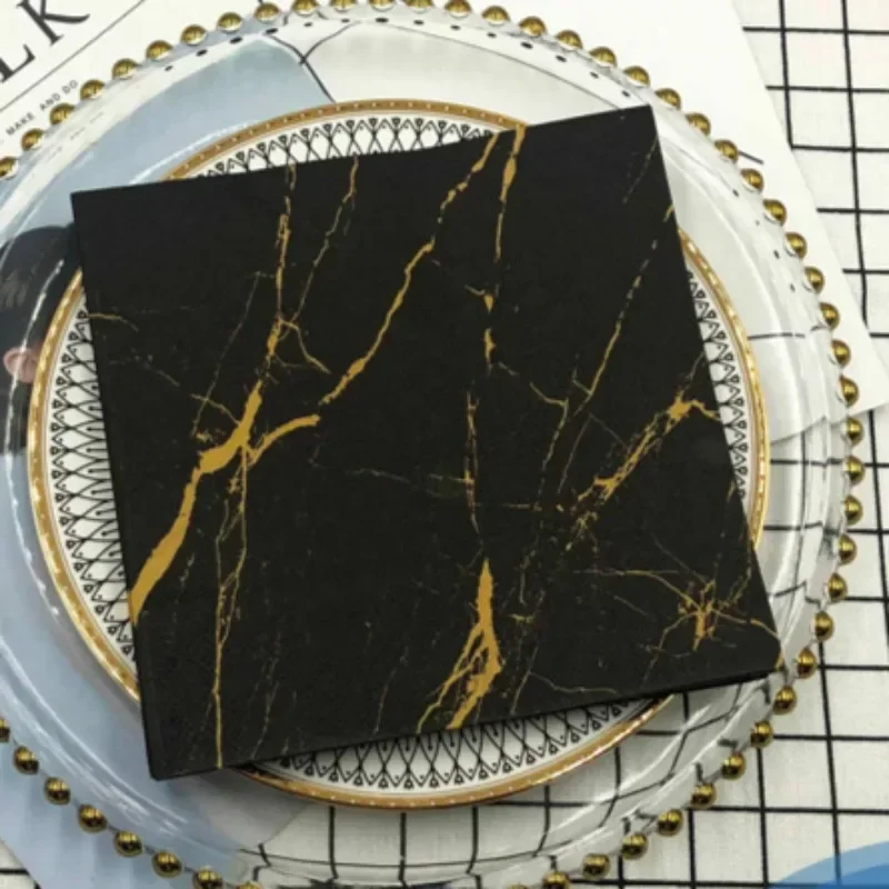 20pcs/Pac 33*33cm 2-Ply Printed Napkins Black Marble Printed Paper Napkins Home Party Placemats Butterfly Bart Paper