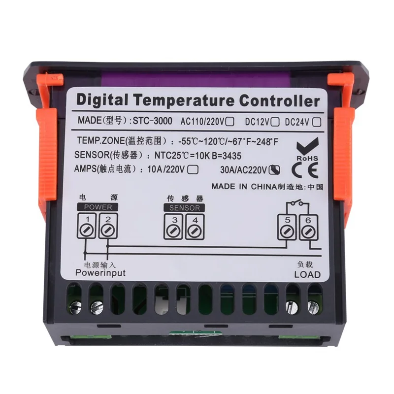 Termostato controlador de temperatura Digital, STC-3000 con Sensor, 110-220V, 30A