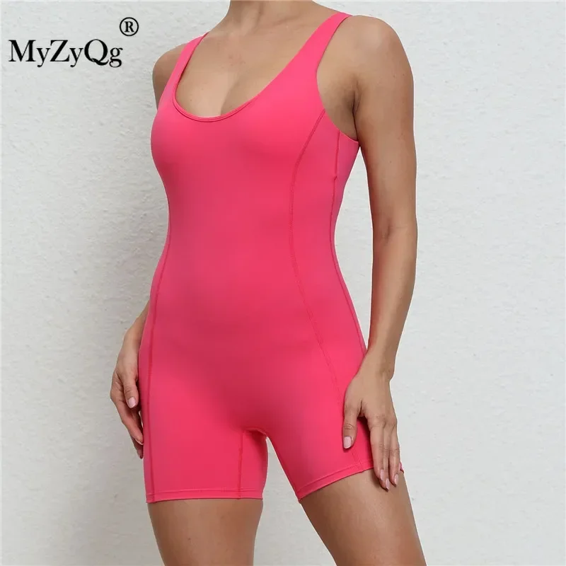 

MyZyQg Women Tight Quick Dry Sleeveless Aerial Playsuits with Chest Pads Female Training Dance One-piece Fitness Yoga Jumpsuit