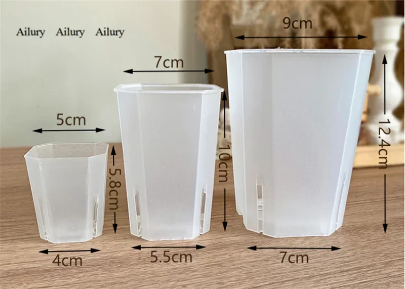 yesPlastic Diamond Pot Transparent Root Control Side Opening Octagonal Square Succulent Flower Container Aging Resistant Mini Pl