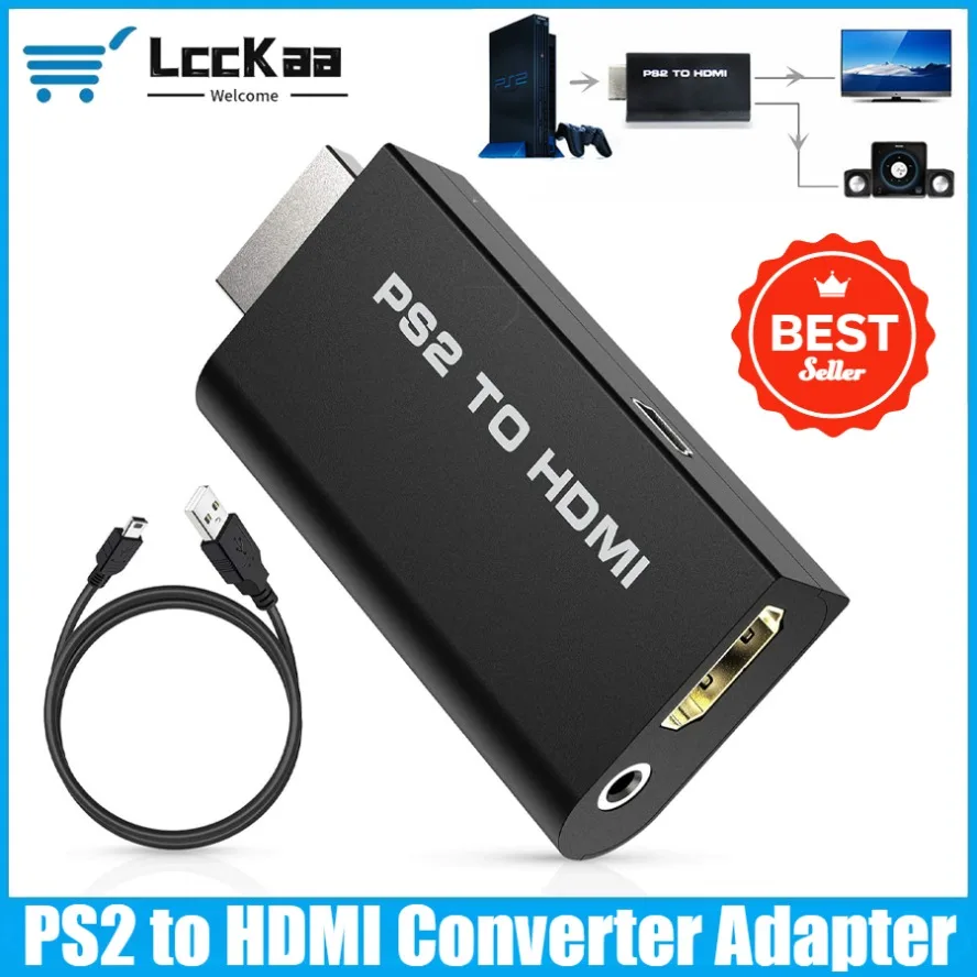 

LccKaa PS2 To HDMI-compatibale Audio Video Converter 480i/480p/576i with 3.5Mm Audio Output Supports All PS2 To HD Display Modes