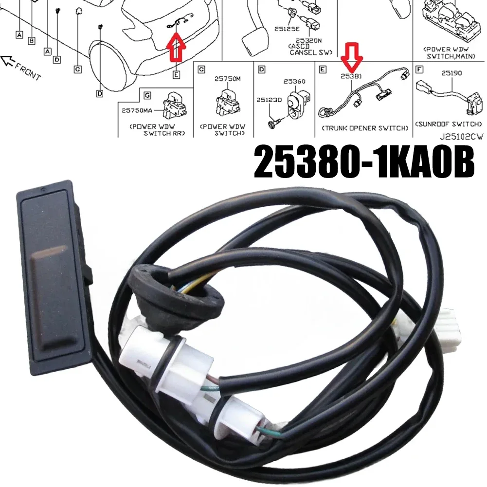 

25380-1KA0B Автомобильный замок задней крышки багажника, ручка открытия багажника, переключатель багажника, кнопка открытия задней двери для Nissan для Juke 2011-15