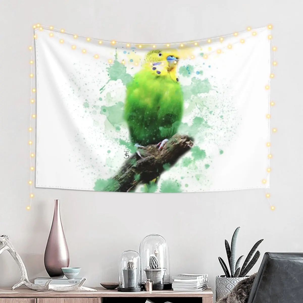 Budgie Watercolour Tapestry Bedroom Organization And Decoration Funny Home Decoration Accessories Tapestry