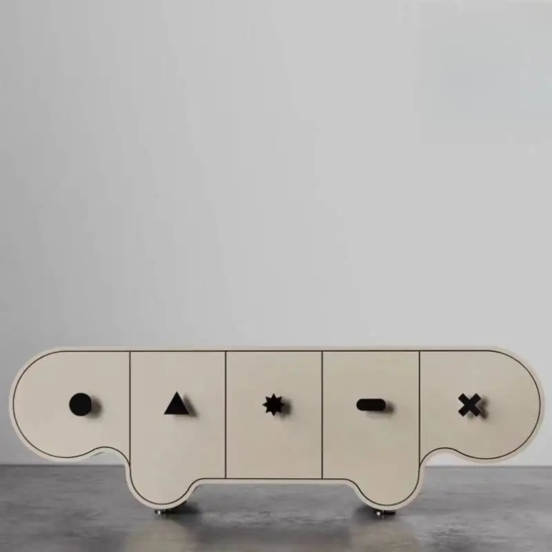 تصميم خزانة تلفزيون خشبية بيضاء لتزيين غرفة الفن شقة مصمم خزانة تلفزيون تخزين حديث أثاث تلفزيون Szafka Pod #1