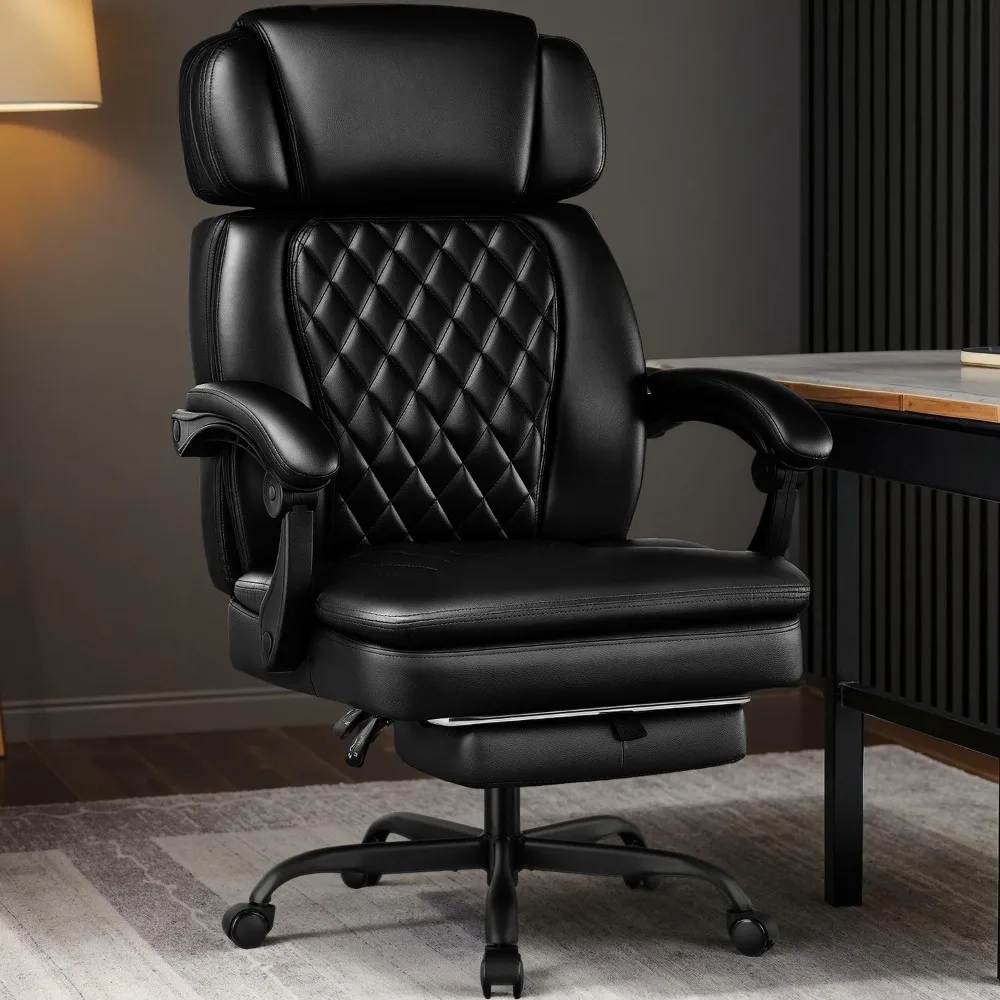 

Executive Office Chair with Foot Rest for Heavy People, Ergonomic Big and Tall Desk Chair with Adjustable Headrest,
