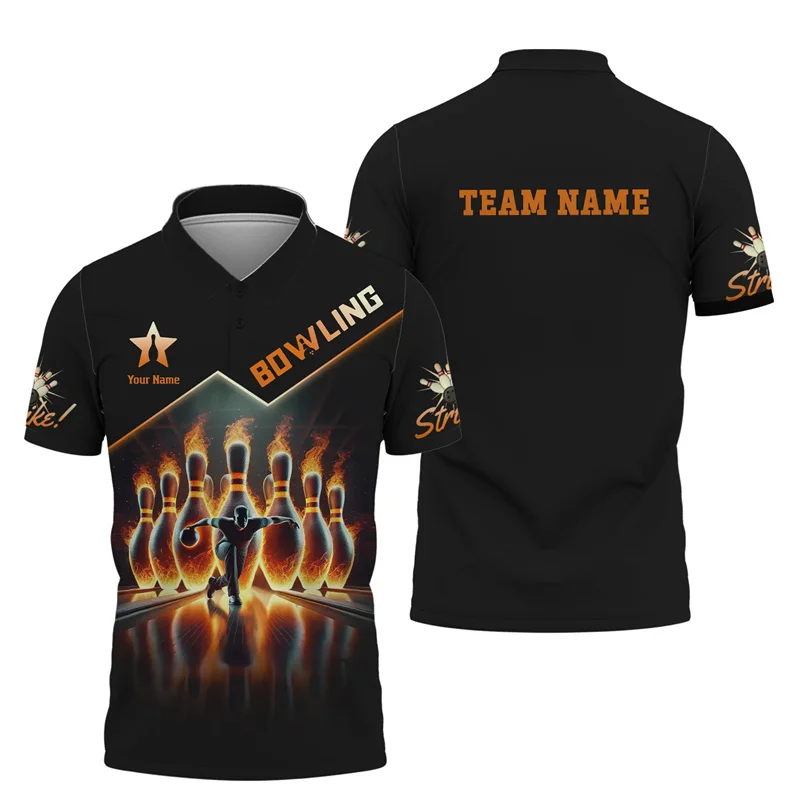 Bowling Graphic T-shirt For Men Custom Name Short Sleeves Funny 3d Printing Bowling T Shirts Tops Summer Sports Loose Tee Shirts