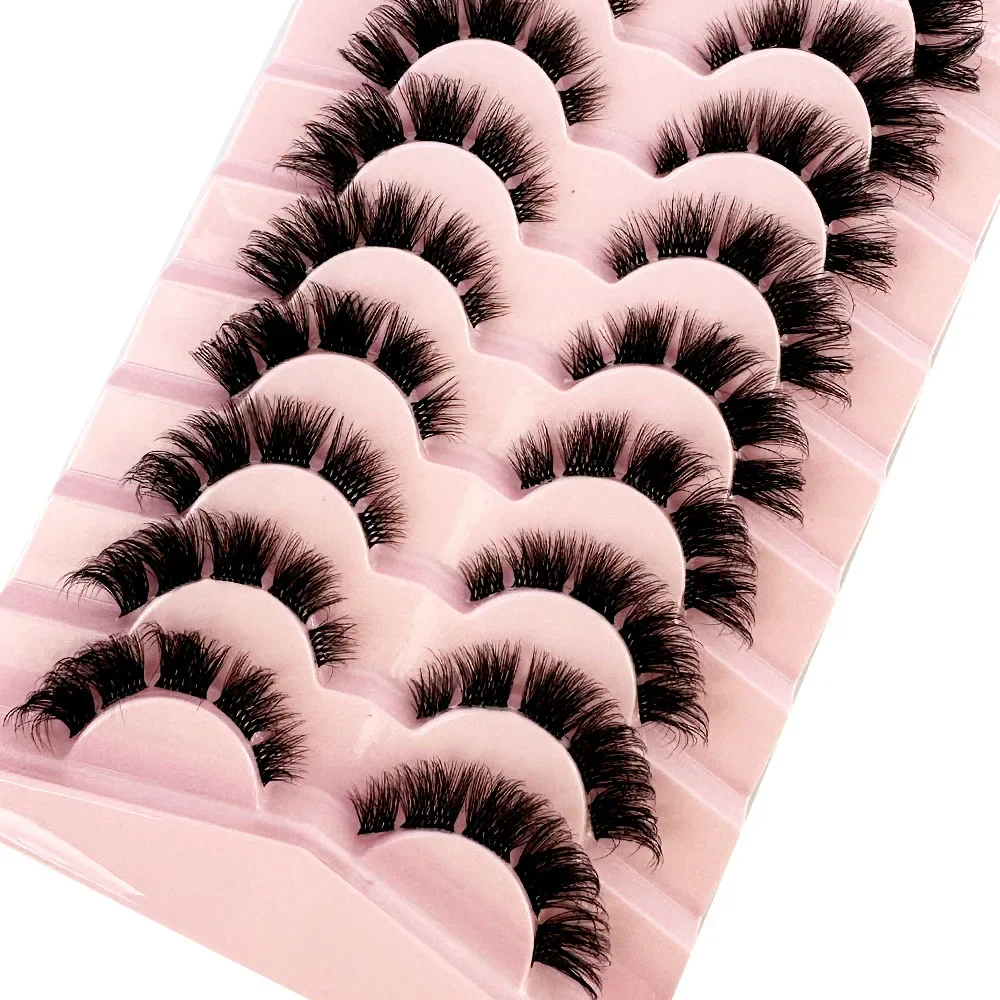 新しい9ペアまつげマンガまつげ3Dクリアバンドまつげナチュラルルックうっすらミンクまつげふわふわキャットアイまつげ個別まつげ