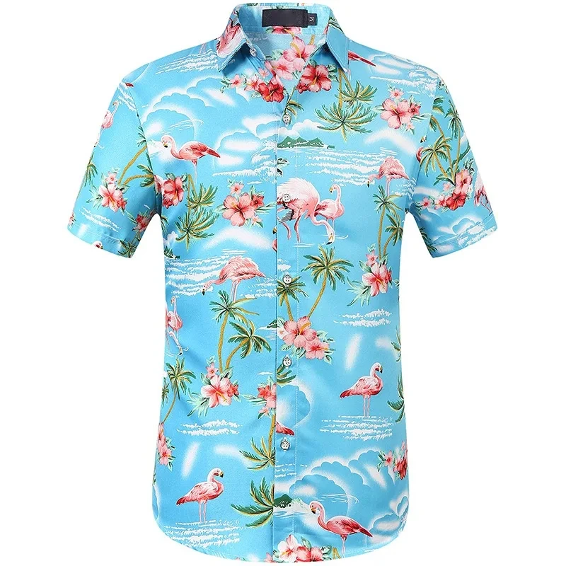 Camisa hawaiana de manga corta para hombre y mujer, camisa con estampado 3d Floral, a la moda, de un solo pecho, ropa Hawaiana de verano