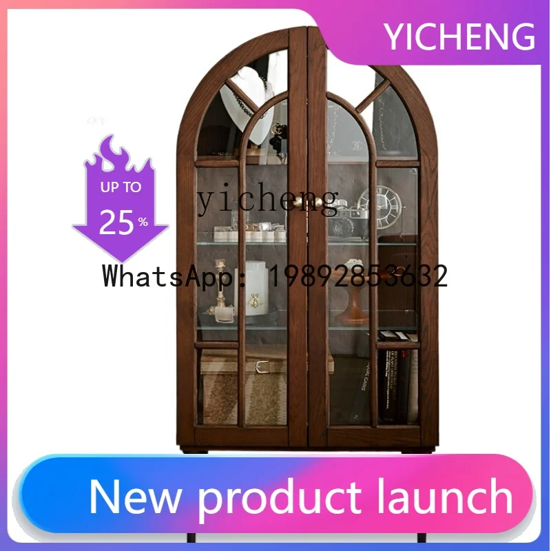

H1 Vintage Display Cabinet Solid Wood Cabinet Arch TV Storage High-Grade Decorative Wine Cabinet