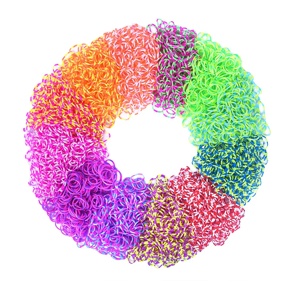 

200pcs/Lot Double Color Rubber Ribbon Loom Elastic Bands For DIY Bracelets Jewelry Making Supplies Accessories Crafts Deco Parts