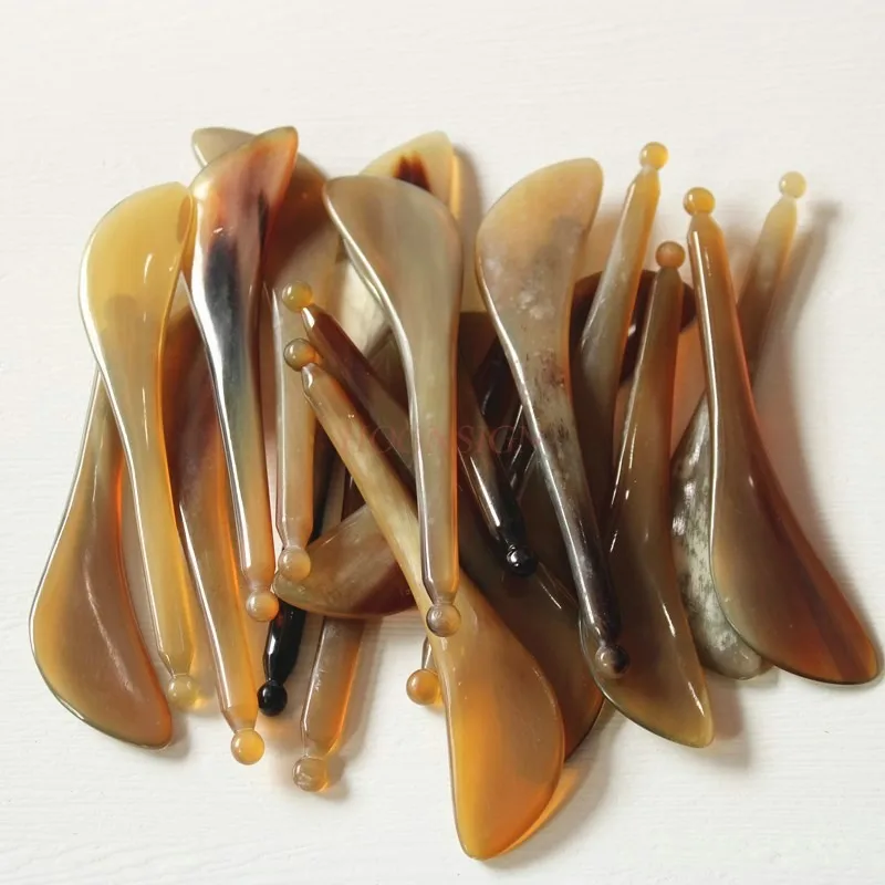 Natural Ox Horn Scraping Plate Gua Sha Board Face Lift Spa Massage Tool Wrinkle Remover Chinese Traditional Acupuncture Scraper
