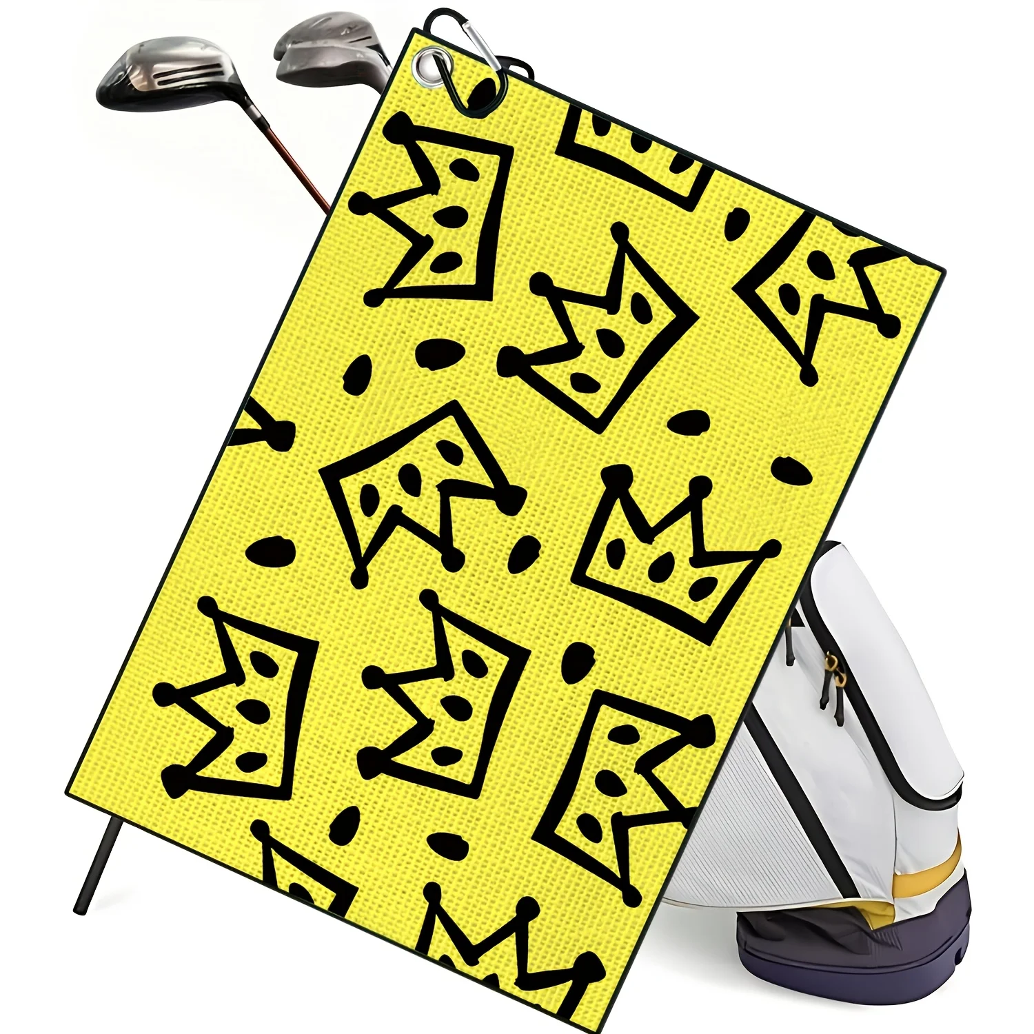 1 Golf Towel with a Cheese Crown Design Style, Made of Microfiber Polyester, with a Waffle Texture, Soft Material, with a Buckle image 3