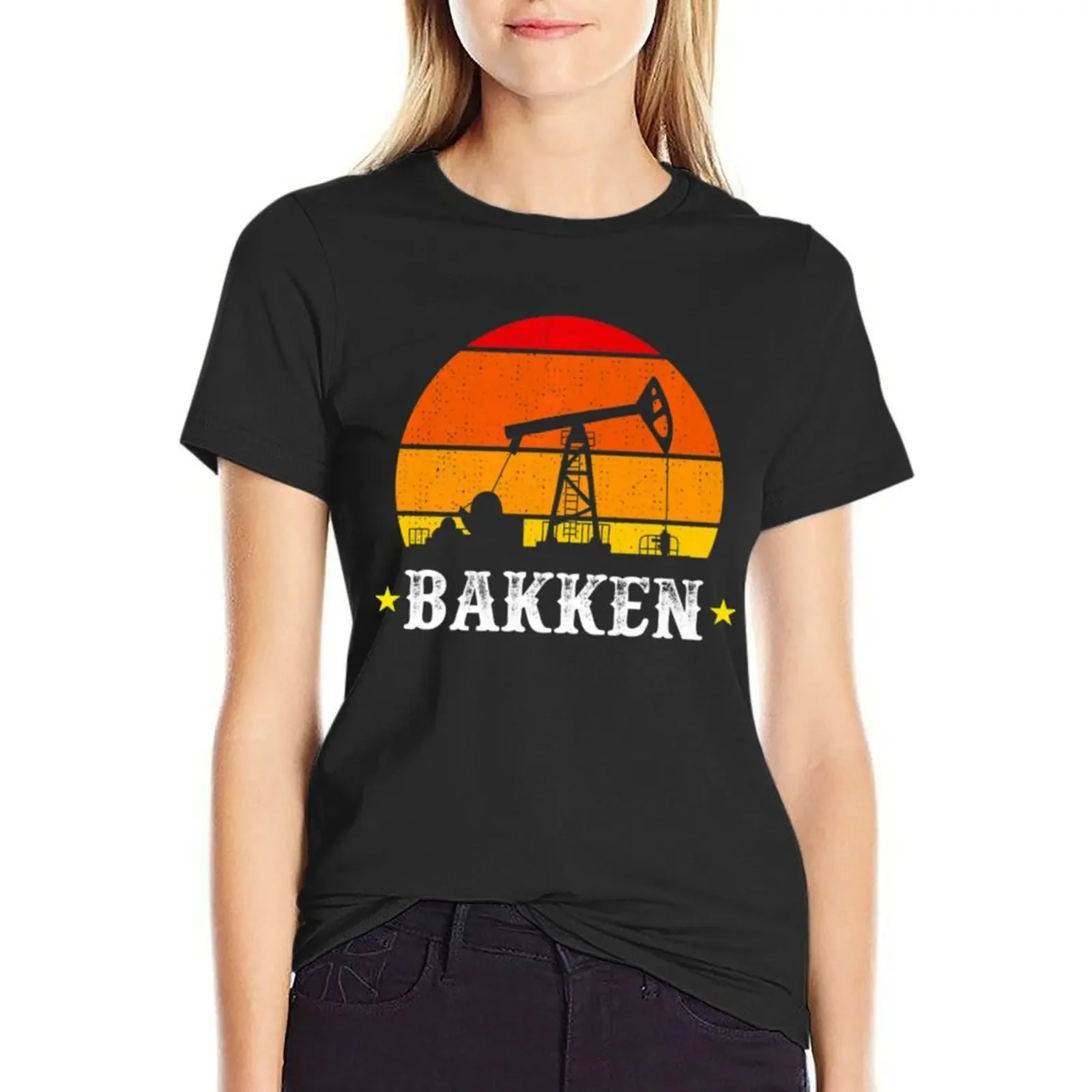 bakken oilfield drilling rig grunge trash Premium T-Shirt tops animal print shirt for girls female tshirts for Women