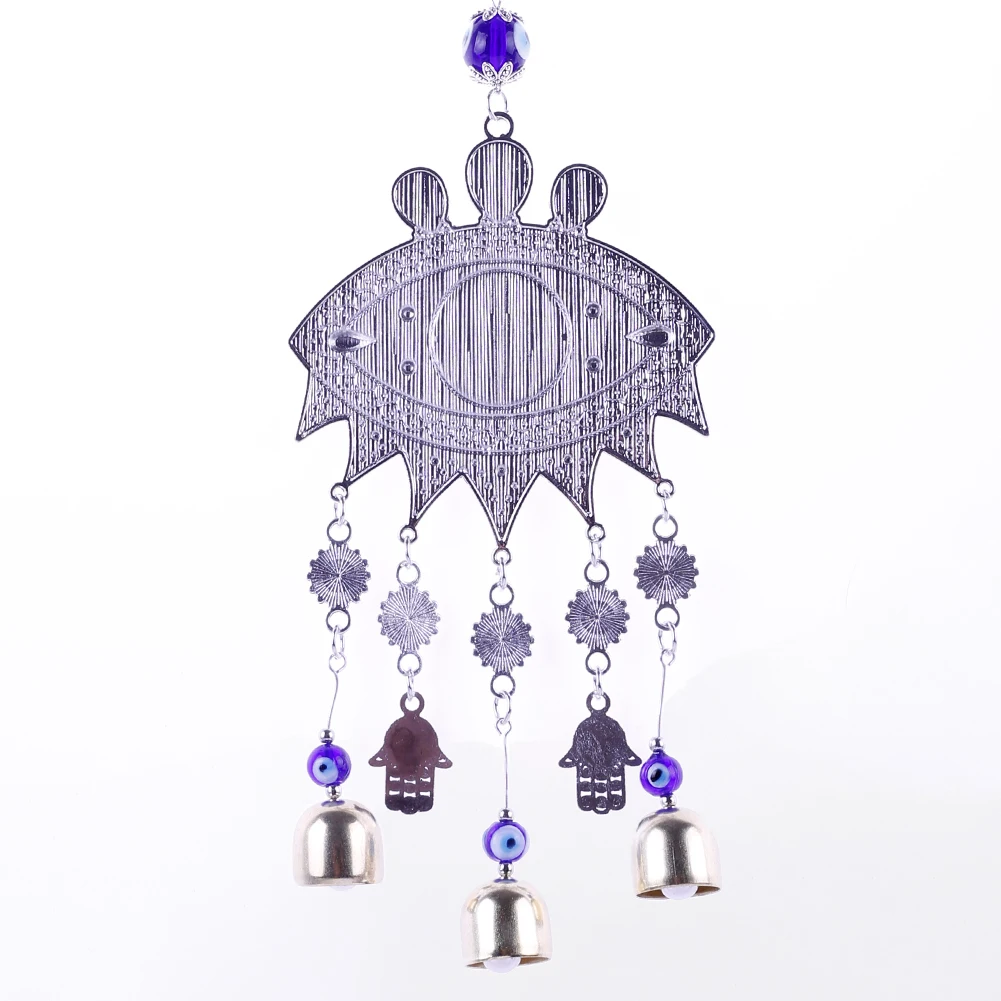 Lucky Blue Eye Hanging Decor Bell Wind Chimes Turkish Greek Style House Feng Shui Room Decoration Gallery Mascot Outdoor Pendant