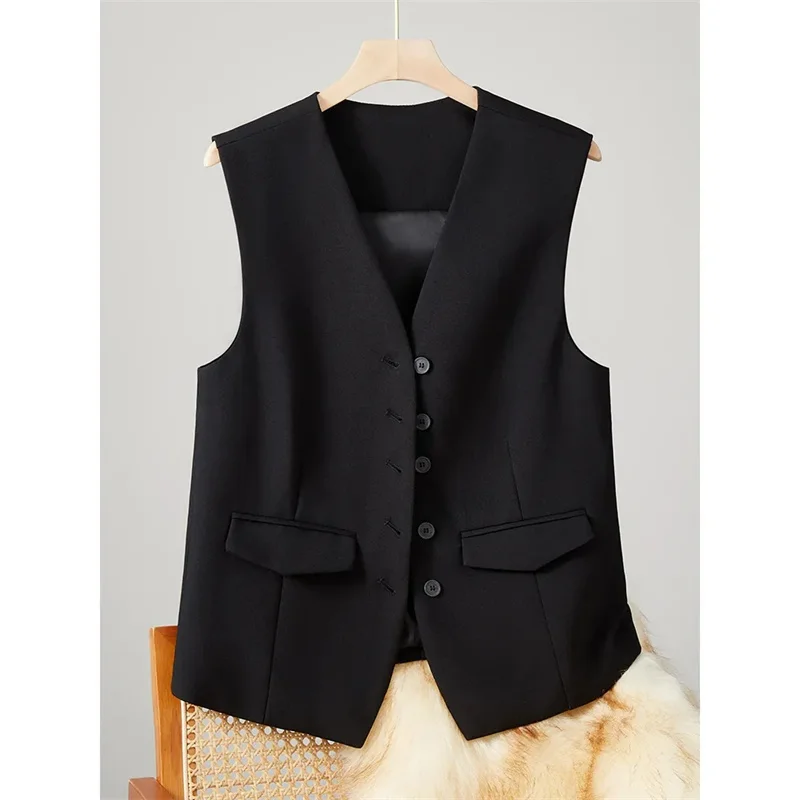 Suit Vest Jacket Girl 2025 Spring Autumn New Style Design Sleeveless Coat Women Loose Short Blazer Waistcoat Outside Female Tops