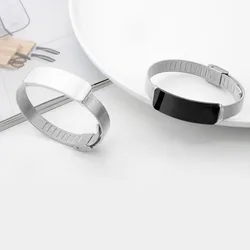 10Pieces Stainless Steel Leather Braided Rope Personalized Bracelet Fashion Customization Engraved Men and Women Same Style