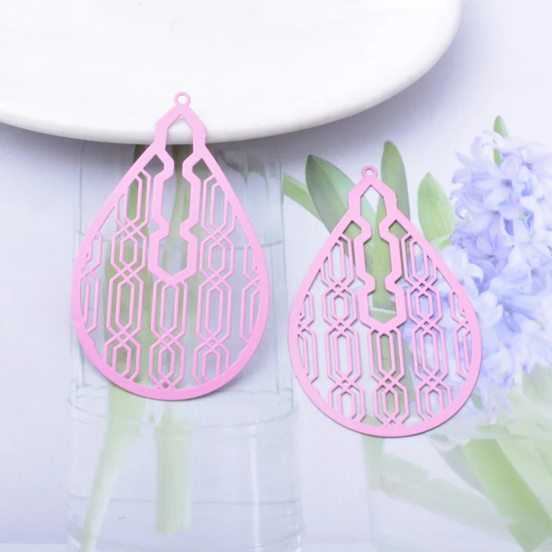 30 Stück AB3767 52*32mm Messing lackierte Tropfenform Laser-geschnittene Anhänger DIY Schmuck Ohrring Zubehör – Detail 13