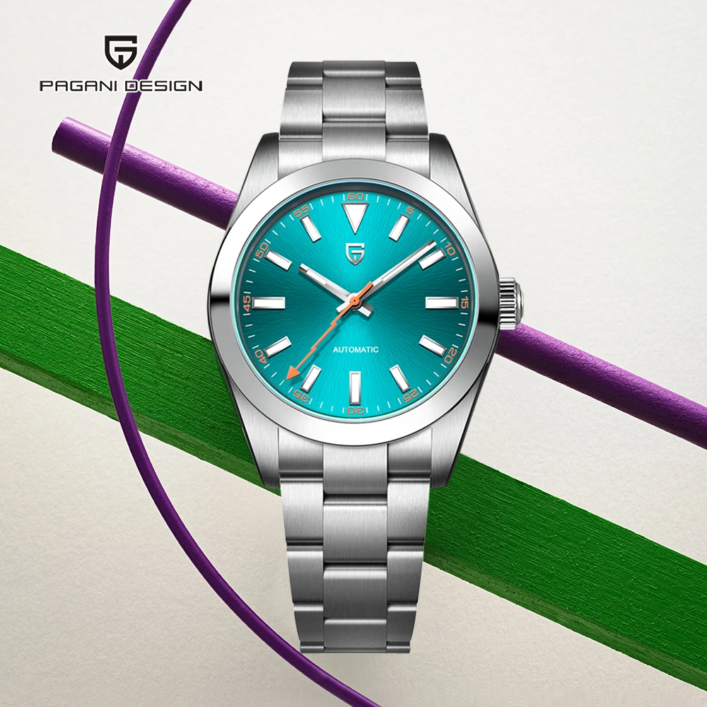 2025 New PAGANI DESIGN Green Circle Men's Watches Luxury NH35 Mechanical Wristwatches Automatic Watch For Man AR Sapphire Mirror